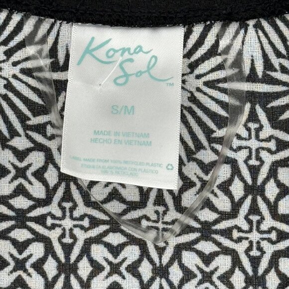 Kona Sol Womens Kimono Cardigan cover up swim Black Pattern Size S/M - Picture 5 of 10